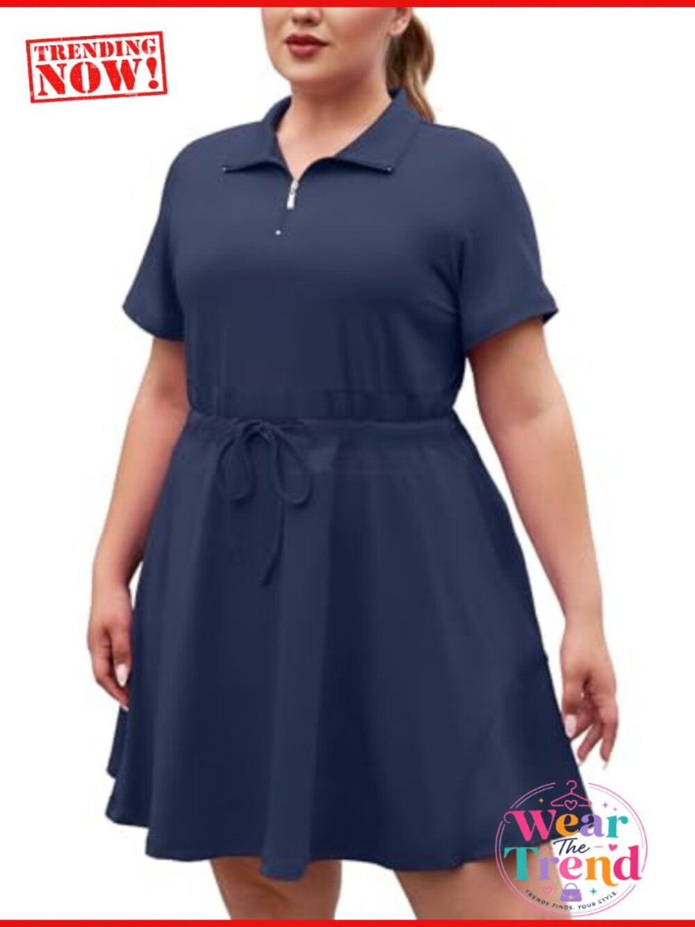 Womens Plus Size Golf Tennis Dress with Shorts Short Sleeve Zip Up Athletic Two
